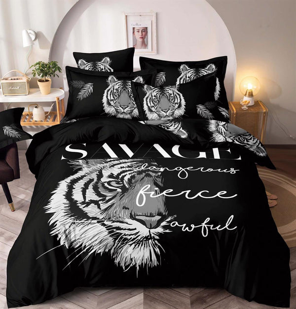 Lenjerii Bumbac Finet Gros Digital Print Negru Tigri BFJ525