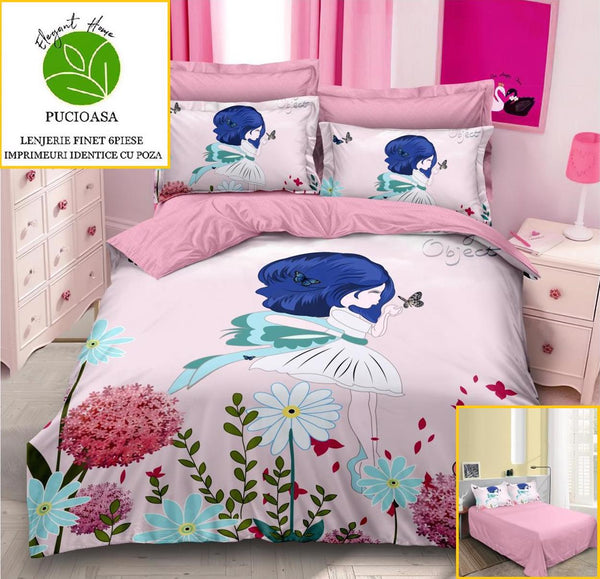 Lenjerii Bumbac Finet Digital Print Pucioasa Roz Fetita BFP25