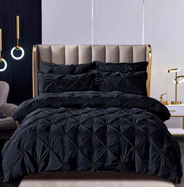 Lenjerii Bumbac Finet 6 Piese Pat Dublu Negru BFJ310