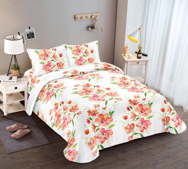 Lenjerii Bumbac Satinat Superior Pat Dublu 160x200 Multicolor Floral LY237