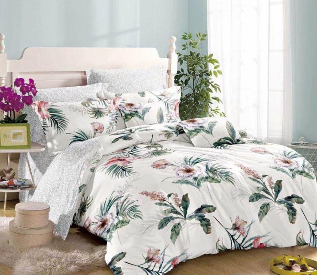Lenjerii Bumbac Satinat Superior Pat Dublu 160x200 Multicolor Floral LY338