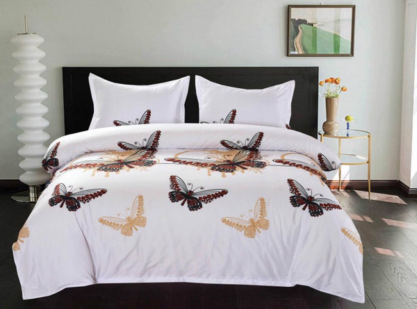 Lenjerii Bumbac Satinat Superior Pat Dublu 160x200 Multicolor Fluturasi LY261