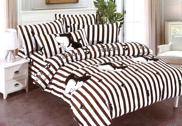 Lenjerii 1+1 Gratis Bumbac Satinat Pucioasa Alb-Maro Dungi L408