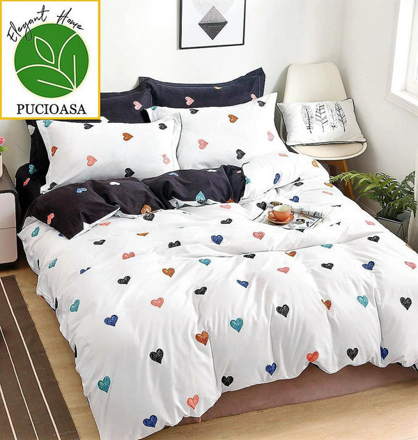 Lenjerii 1+1 Gratis Bumbac Satinat Pucioasa Alba Inimioare Multicolore L545