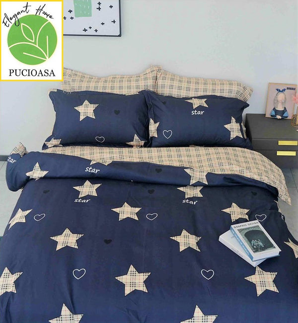 Lenjerii 1+1 Gratis Bumbac Satinat Pucioasa Albastre Stelute L585