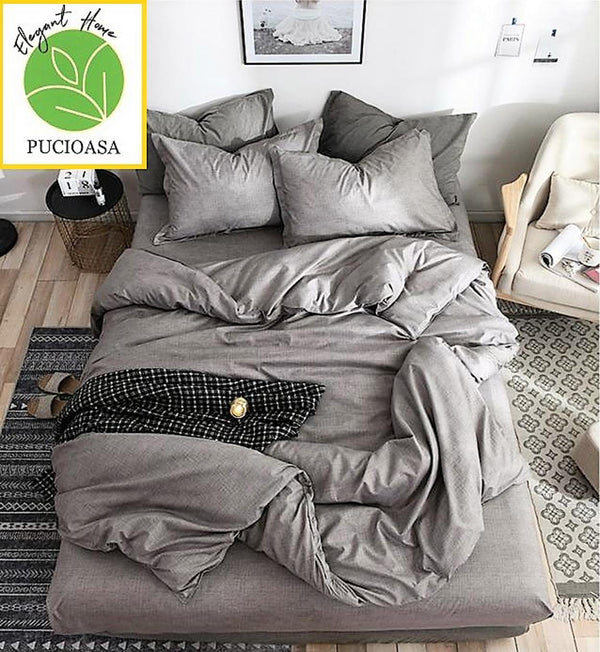 Lenjerii 1+1 Gratis Bumbac Satinat Pucioasa Gri Model Uni L533
