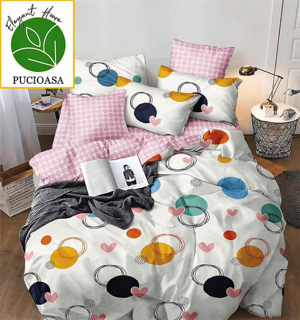 Lenjerii 1+1 Gratis Bumbac Satinat Pucioasa Albe Roz Buline L554