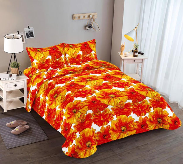Lenjerii Bumbac Satinat Superior Pat Dublu 160x200 Multicolor Floral LY234