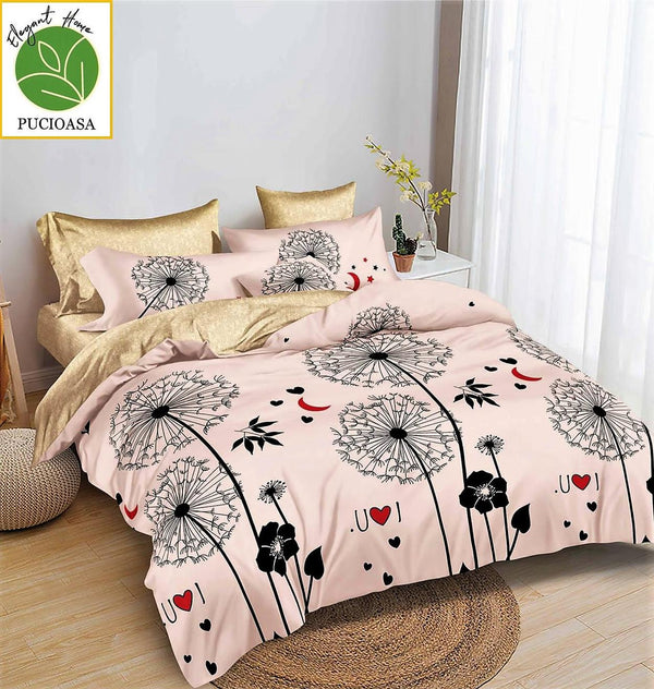 Lenjerii 1+1 Gratis Bumbac Satinat Pucioasa Roz Deschis Floral L591