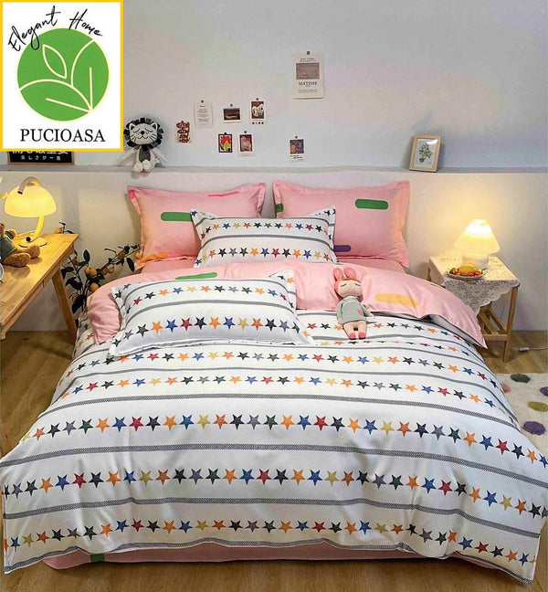 Lenjerii 1+1 Gratis Bumbac Satinat Pucioasa Multicolore Stelute L604