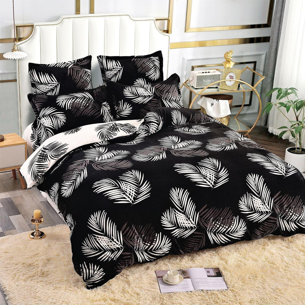 Lenjerii Cocolino Premium Pat Dublu Negre Frunze LCJ213