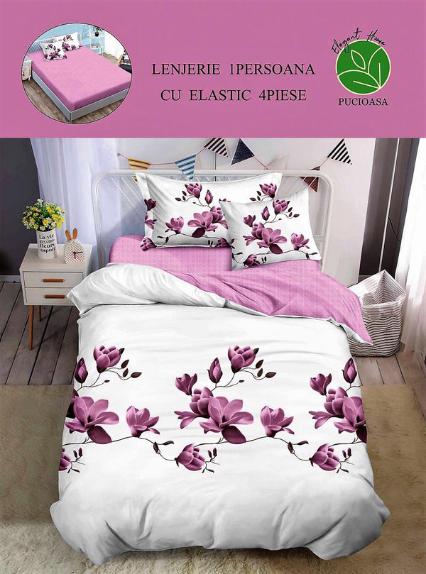 Lenjerii cu Elastic o Persoana Pucioasa Finet Flori Mov LSE40