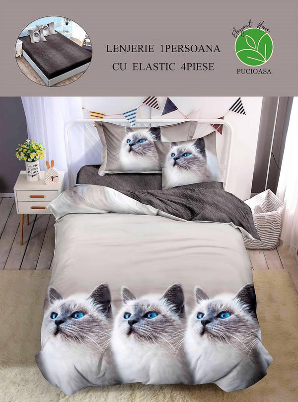 Lenjerii cu Elastic o Persoana Pucioasa Finet Pisici Gri LSE45