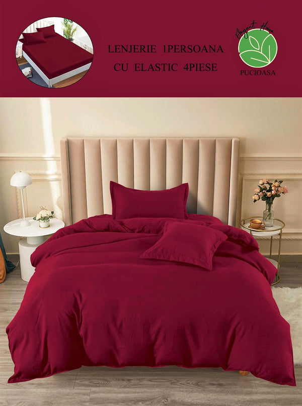 Lenjerii cu Elastic o Persoana Pucioasa Finet Bordo Uni LSE56