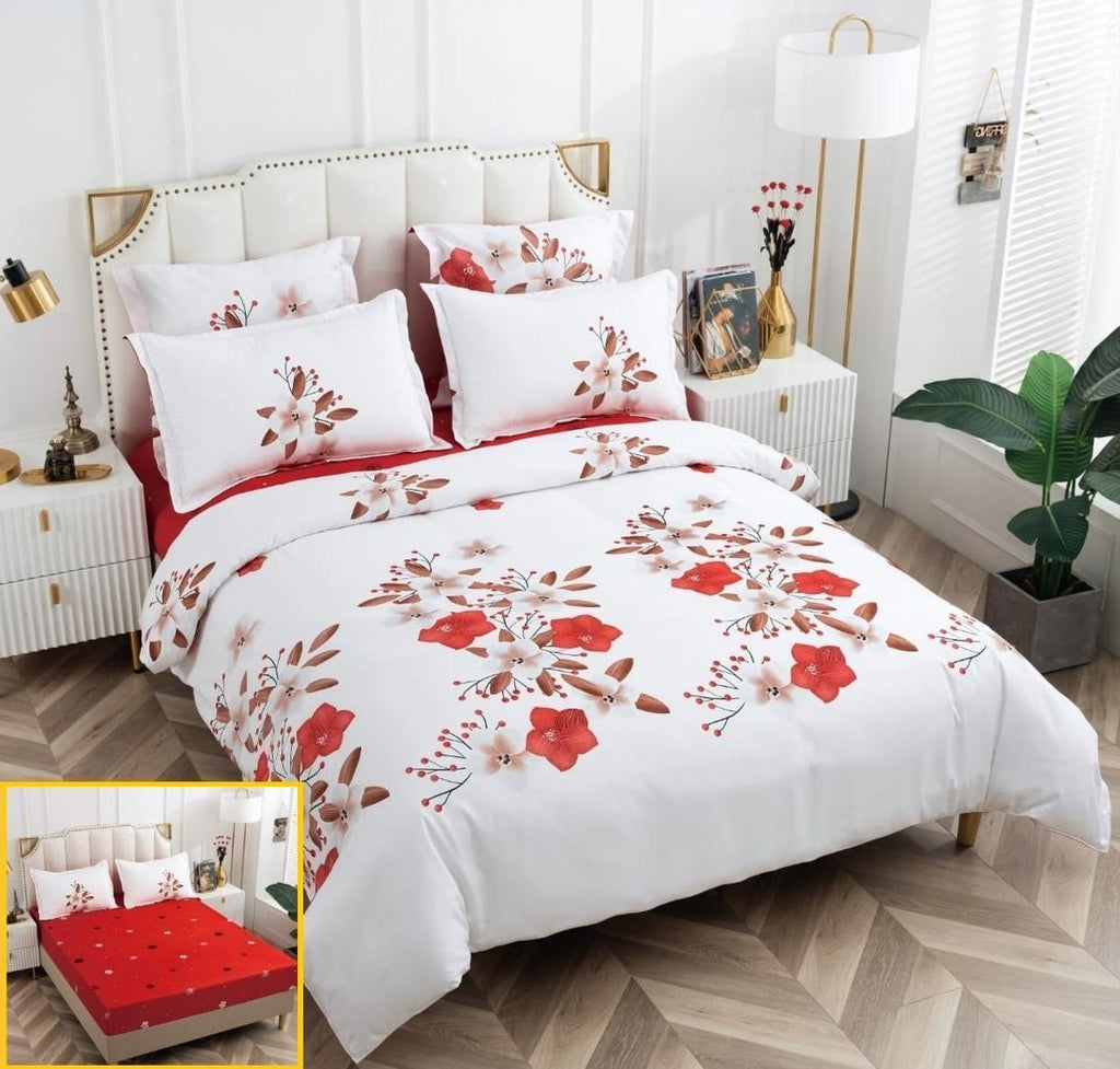 Lenjerii cu Elastic Finet Pat Dublu Alb Floral BFA33