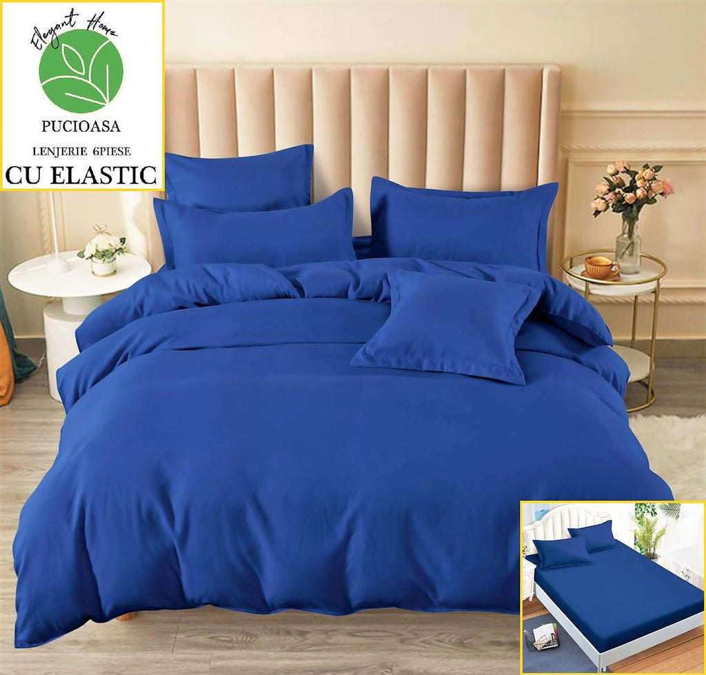 Lenjerii Uni cu Elastic Finet Pucioasa Pat Dublu Albastre BFE189