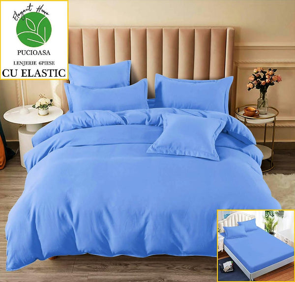 Lenjerii Uni cu Elastic Finet Pucioasa Pat Dublu Albastre BFE181