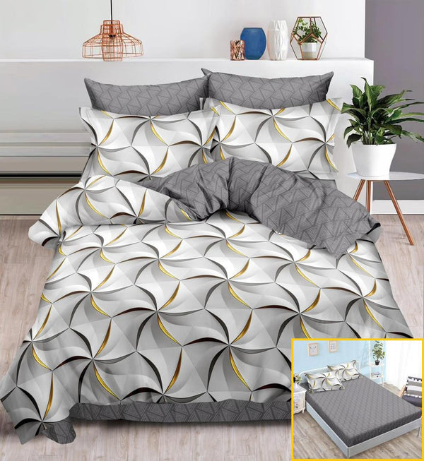 Lenjerii cu Elastic Finet Pucioasa Pat Dublu Gri Abstract BFE205