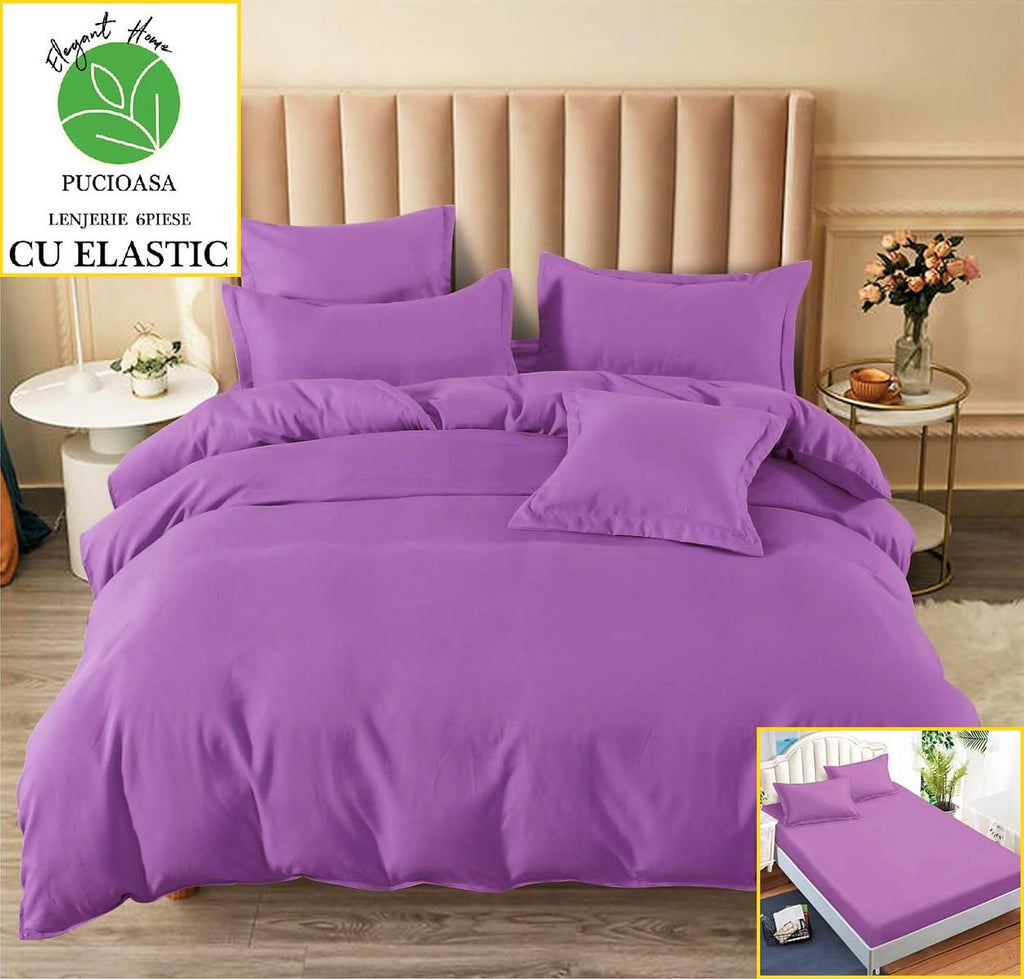 Lenjerii Uni cu Elastic Finet Pucioasa Pat Dublu Mov BFE183