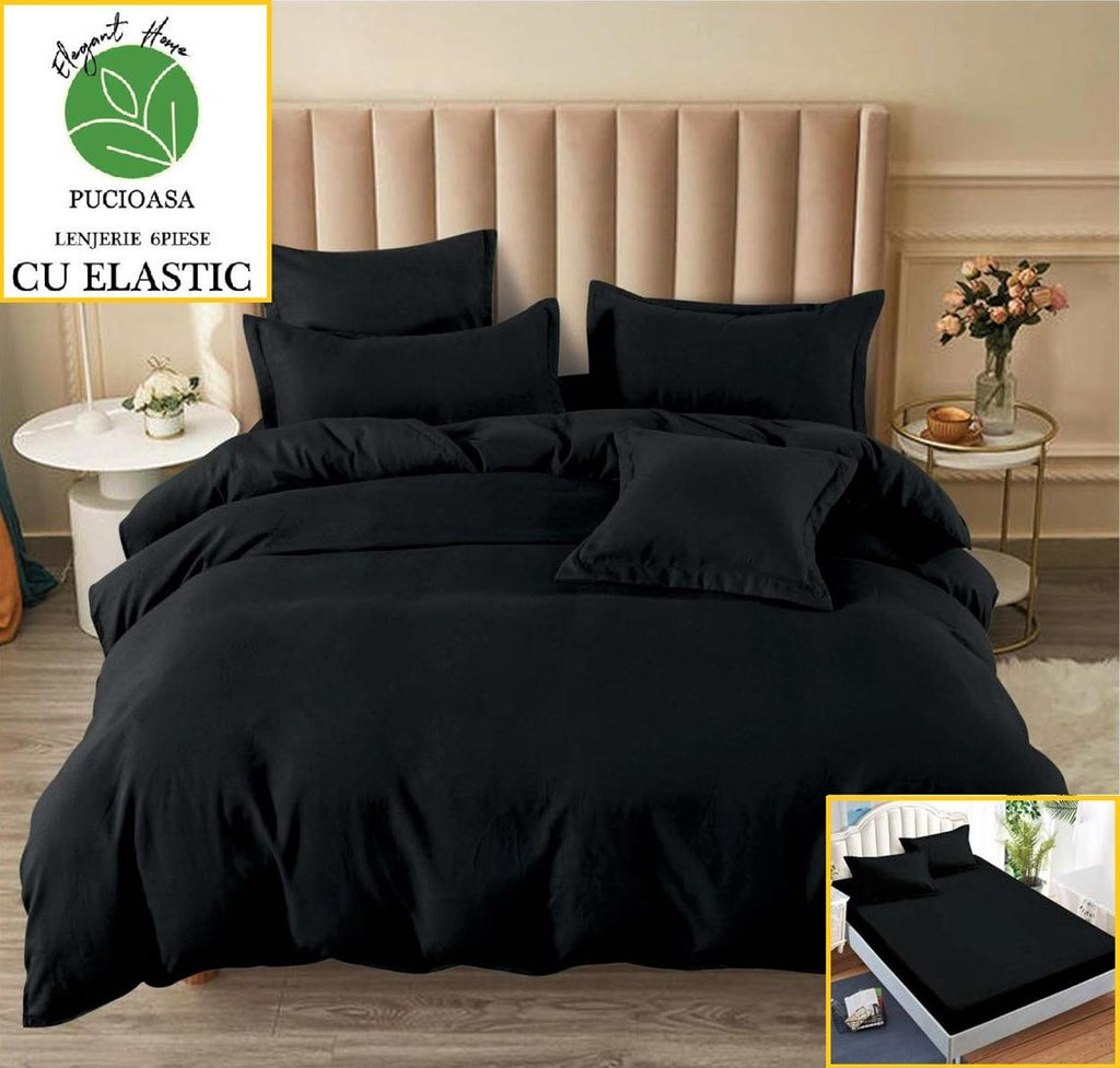 Lenjerii Uni cu Elastic Finet Pucioasa Pat Dublu Negre BFE194