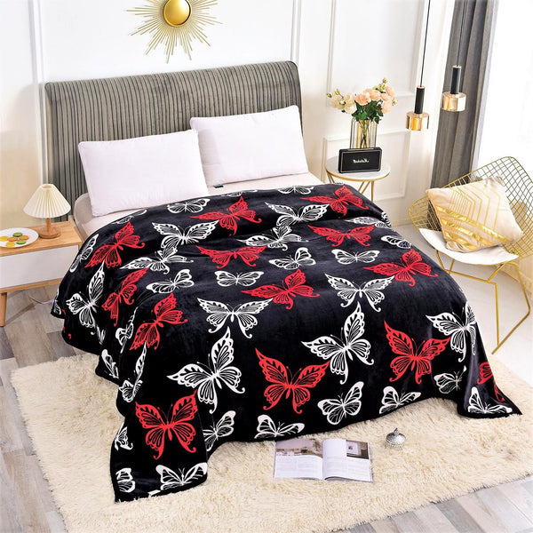Paturi Pufoase Groase Pat Dublu Negru Fluturi PCJ221
