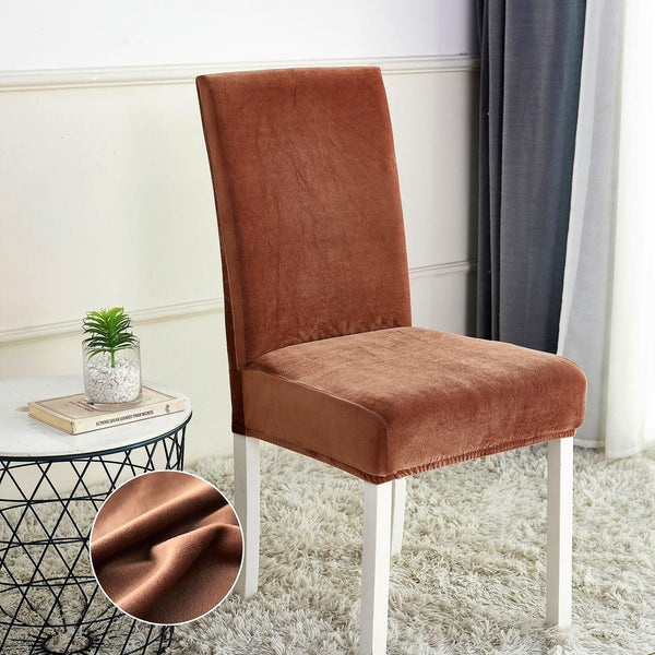 Husa Elastica Scaun Catifea Bej Coniac HMC56M