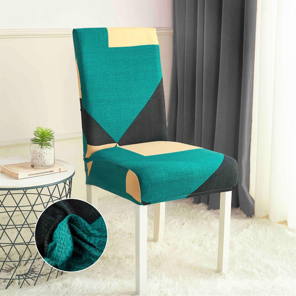 Set 6 Huse Scaune Elastice Verde Geometric HME56E1