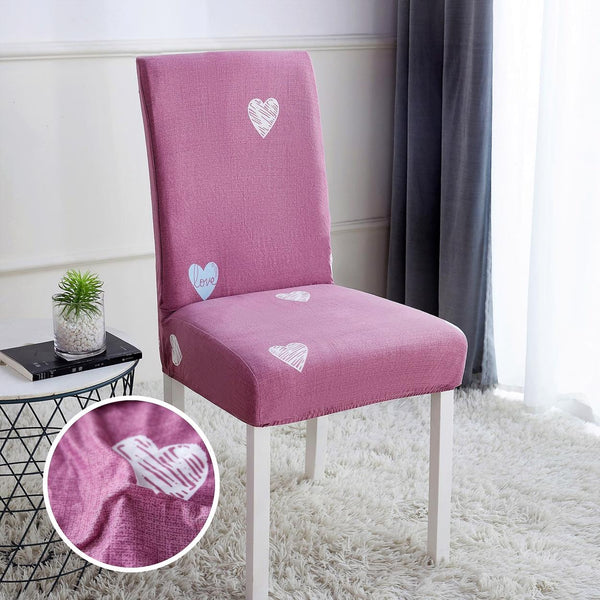 Set 6 Huse Scaune Elastice Roz Inimi HME56J