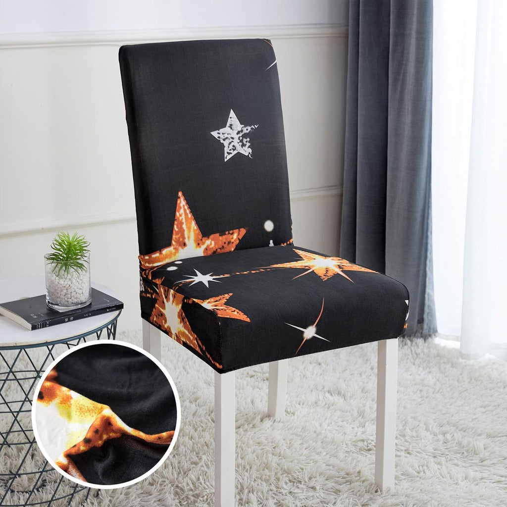 Set 6 Huse Scaune Elastice Negru Stele HME56I